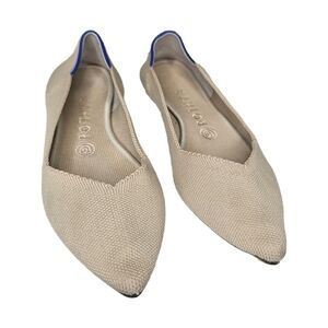 Rothy's cream pointed toe ecru knit flat casual shoes size 8W
